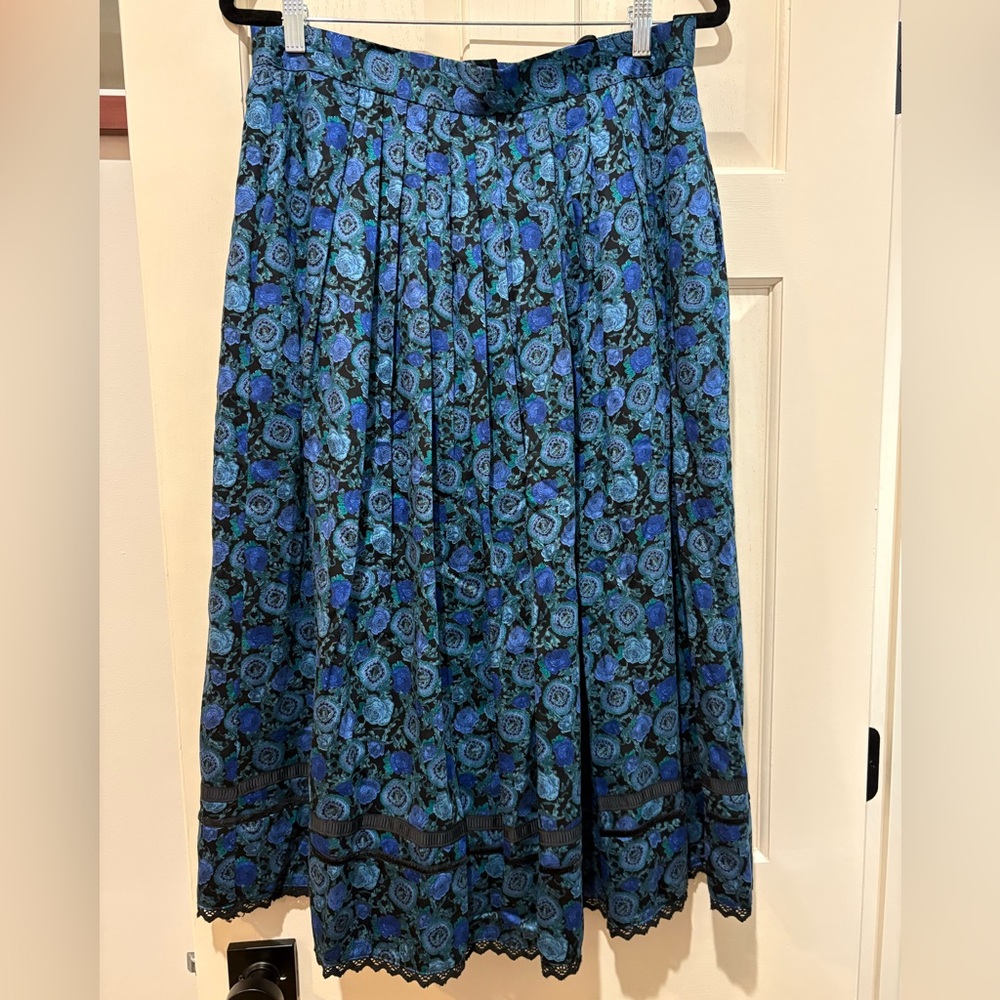 Vintage Floral Alphoen Cottagecore Midi Skirt